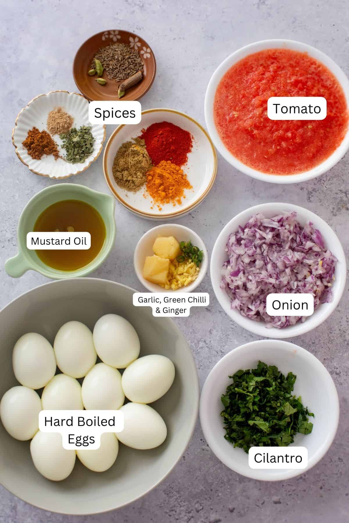 Ingredients Needed to Make anda curry.