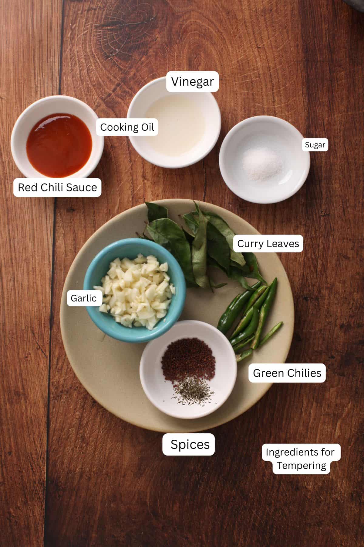 Fried chicken tempering ingredients.