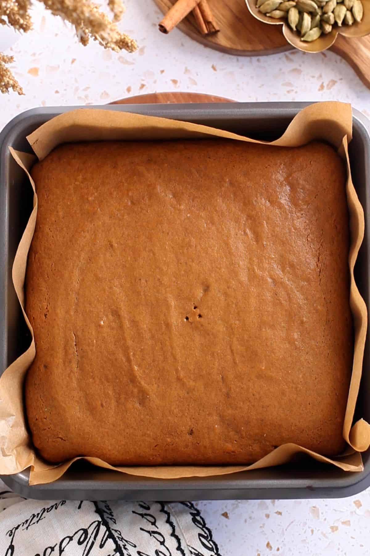 Chai cake after baking.