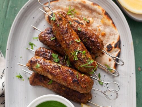 Indian Lamb Seekh Kebab (Pan-fried Spicy Lamb Skewers) - Sinfully