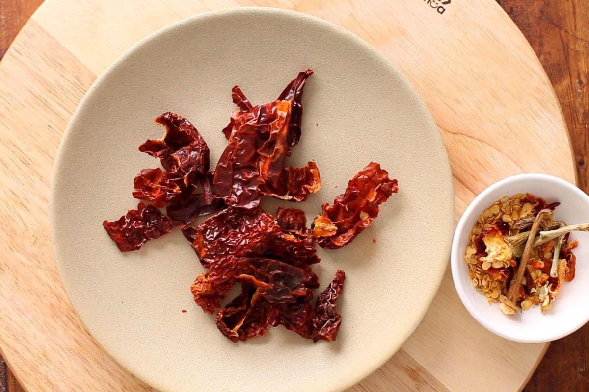 De seeded kashmiri red chilies.