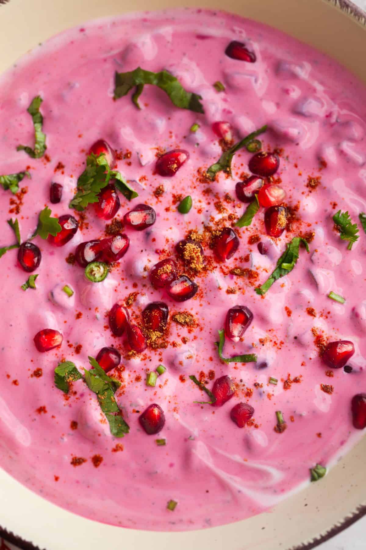 Closeup of anar ka raita.