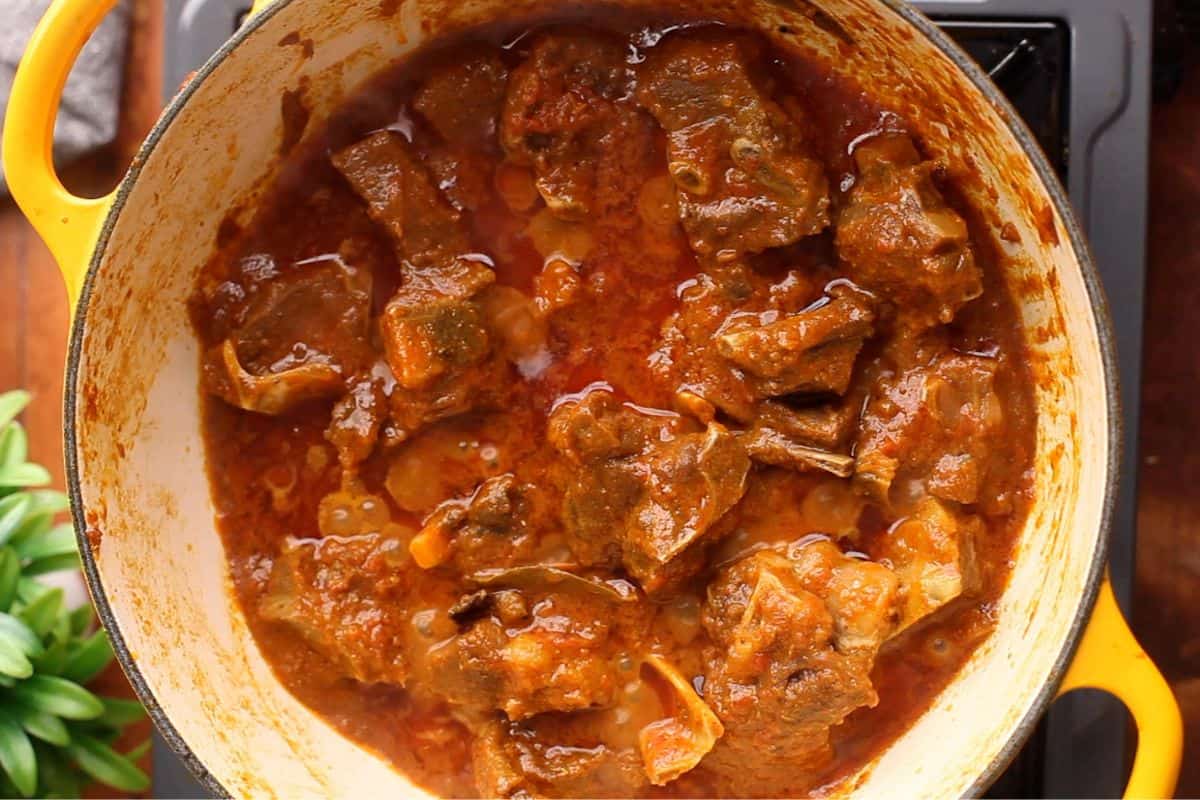 Kadai goat is ready with a thin layer of oil seperating.