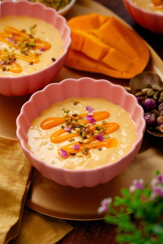 Mango Rice Pudding Whole Creamy Mango Rice Pudding (Mango Kheer) - Sinfully Spicy