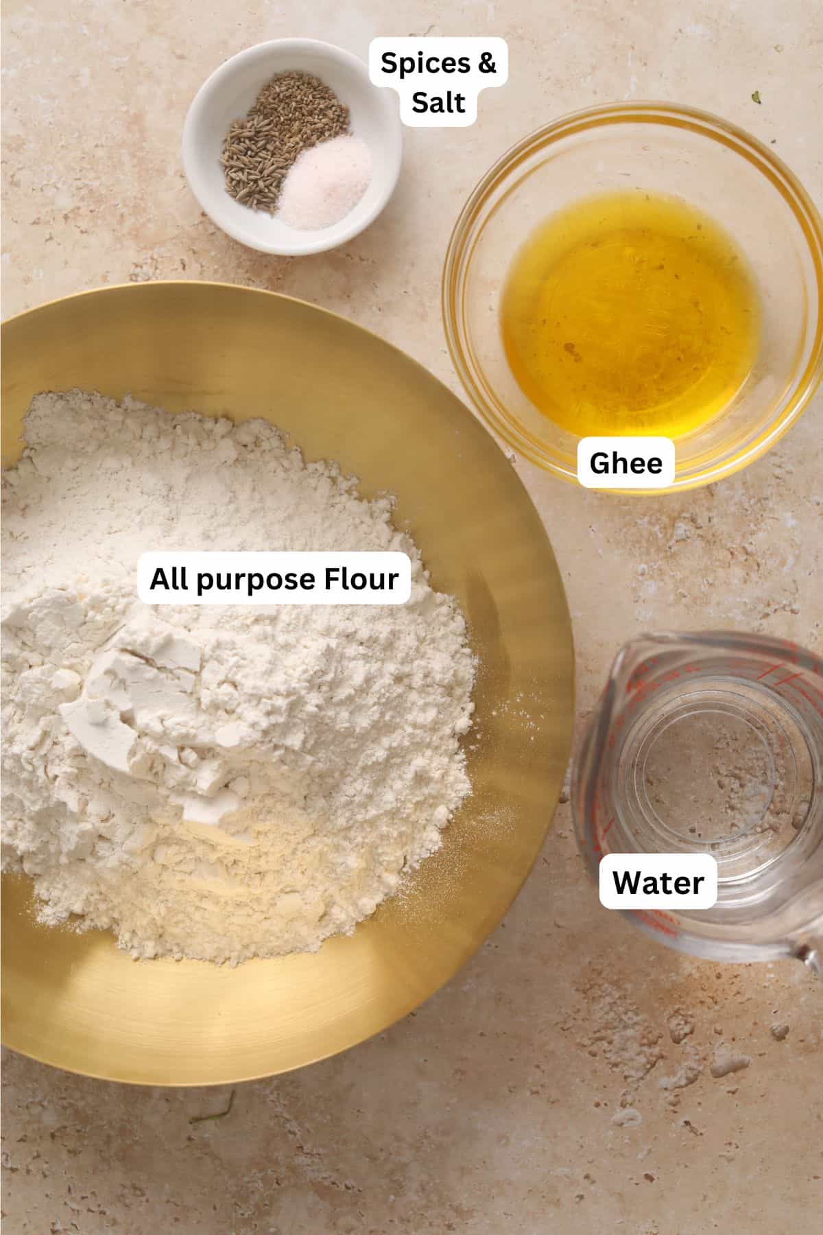 Classic Punjabi Samosa Recipe (Crispy & Flaky) 7 Ingredients for samosa dough.