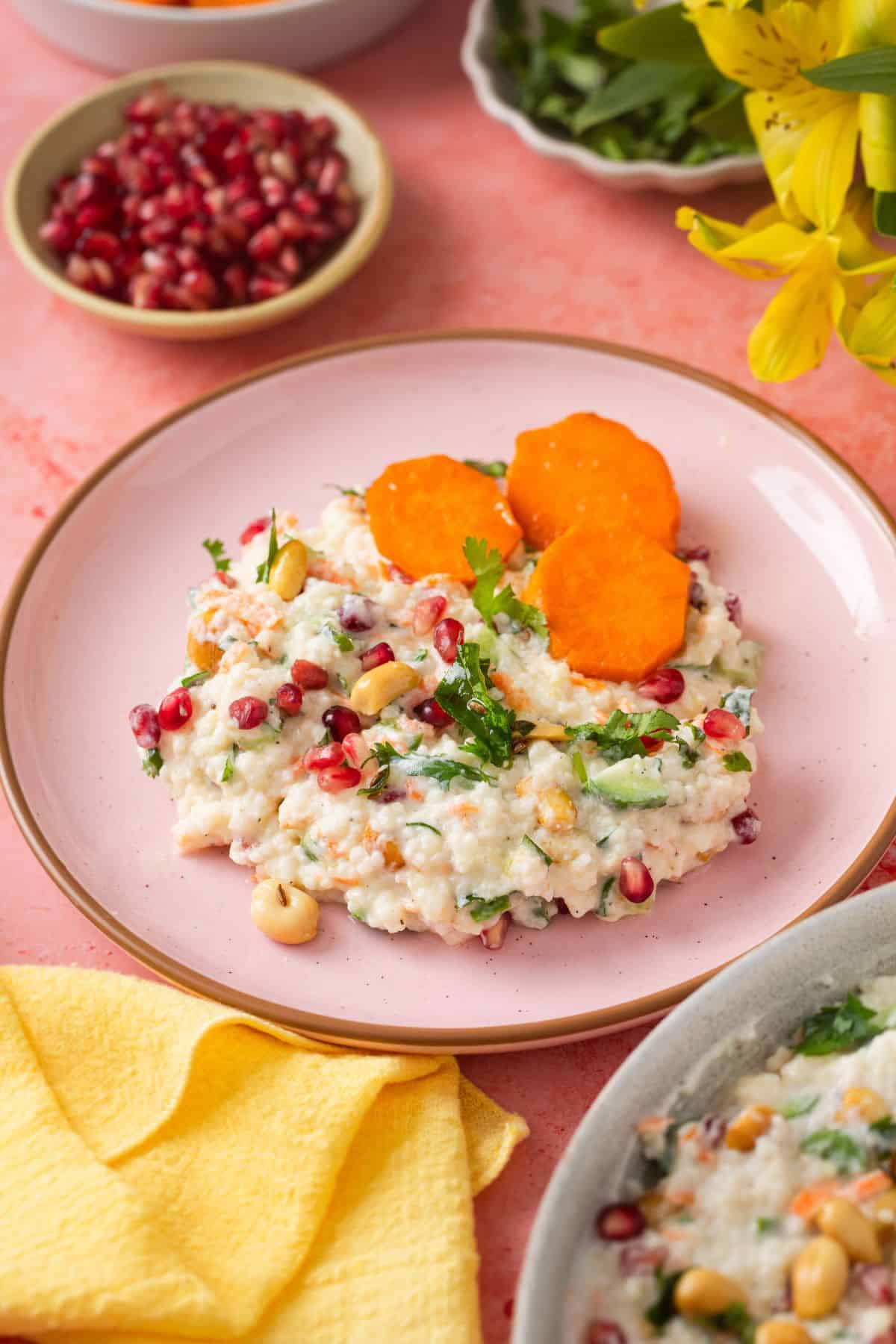Curd Rice With Millets (Fasting Friendly) 19 Side view of samo rice curd rice.