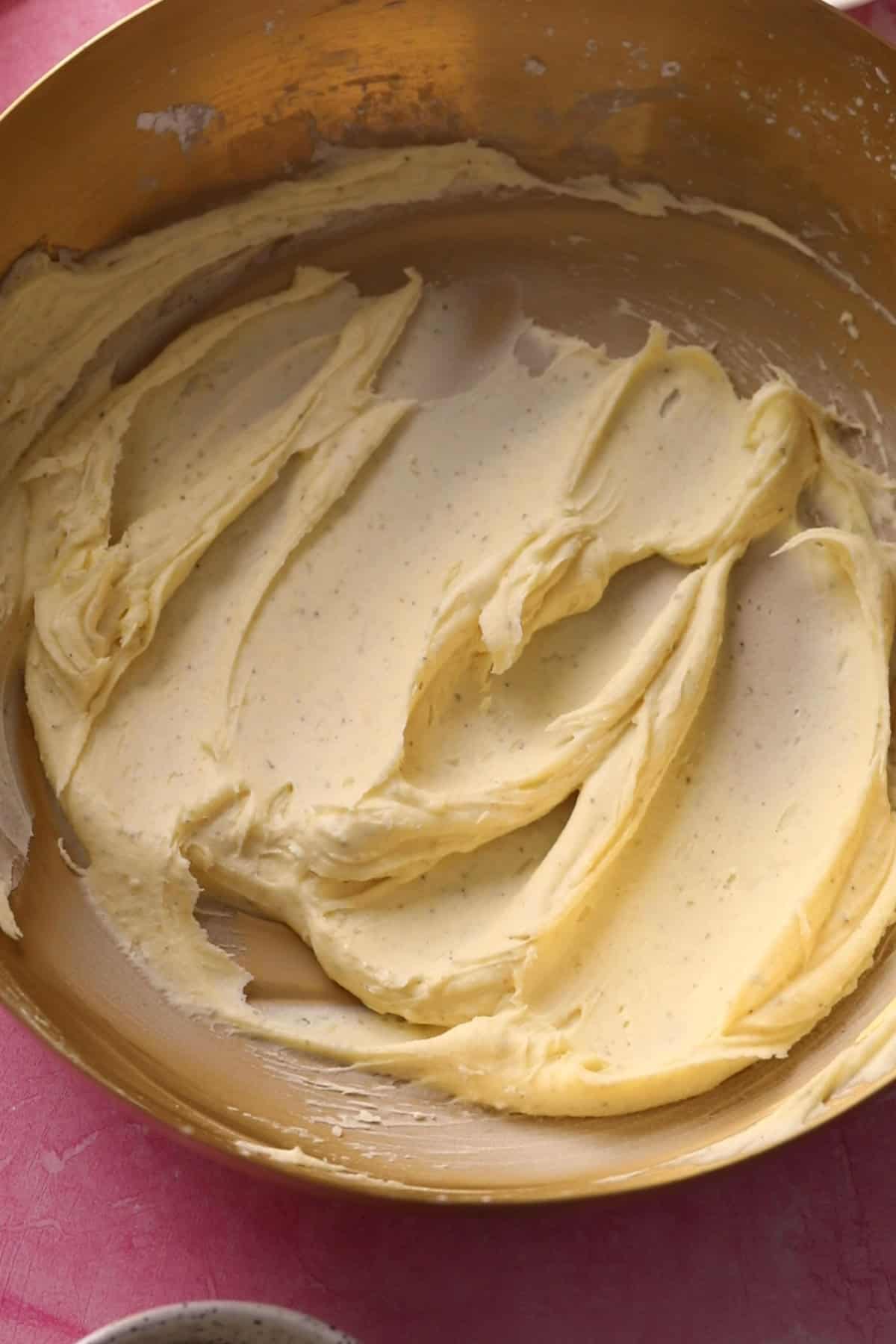 Creamed ghee and sugar.