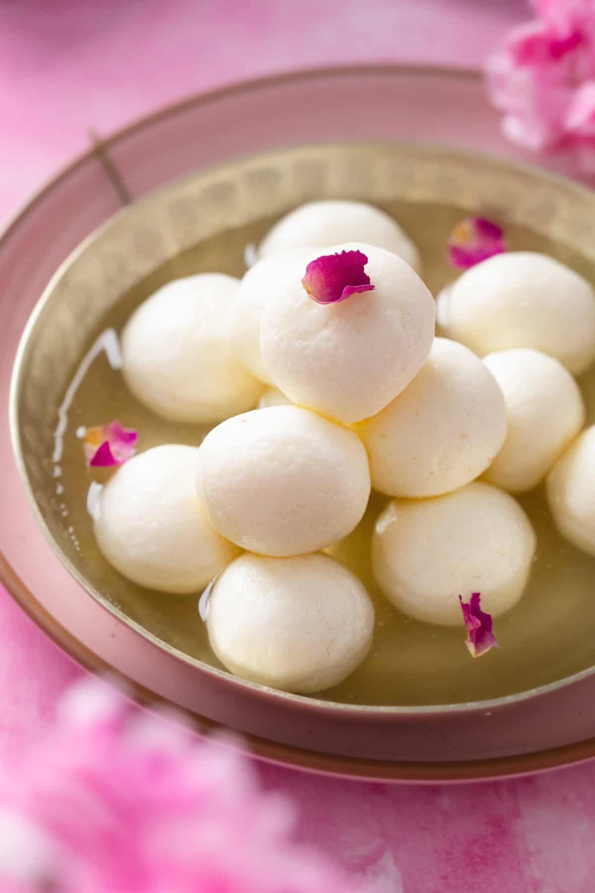 Closeup of rasgulla.