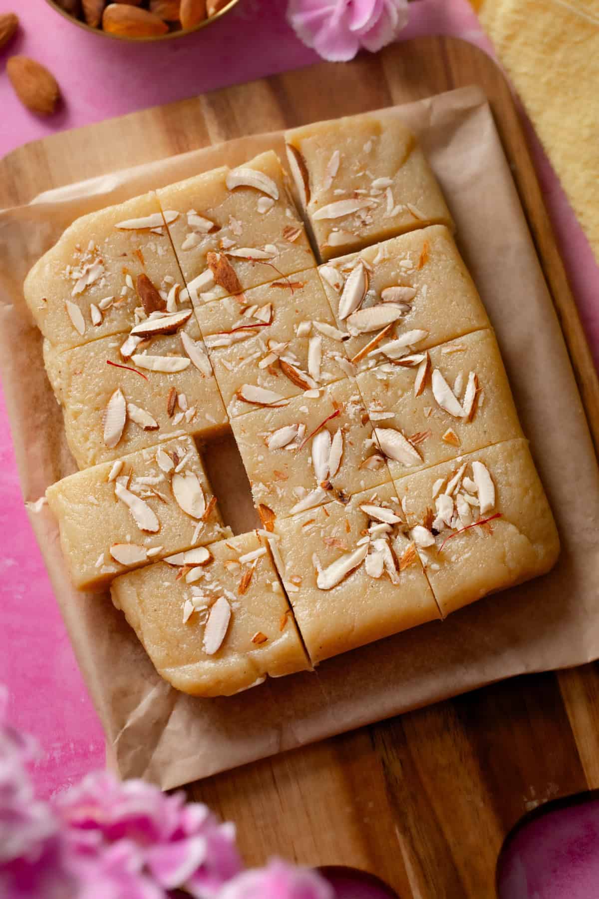 Set burfi cut into squares.